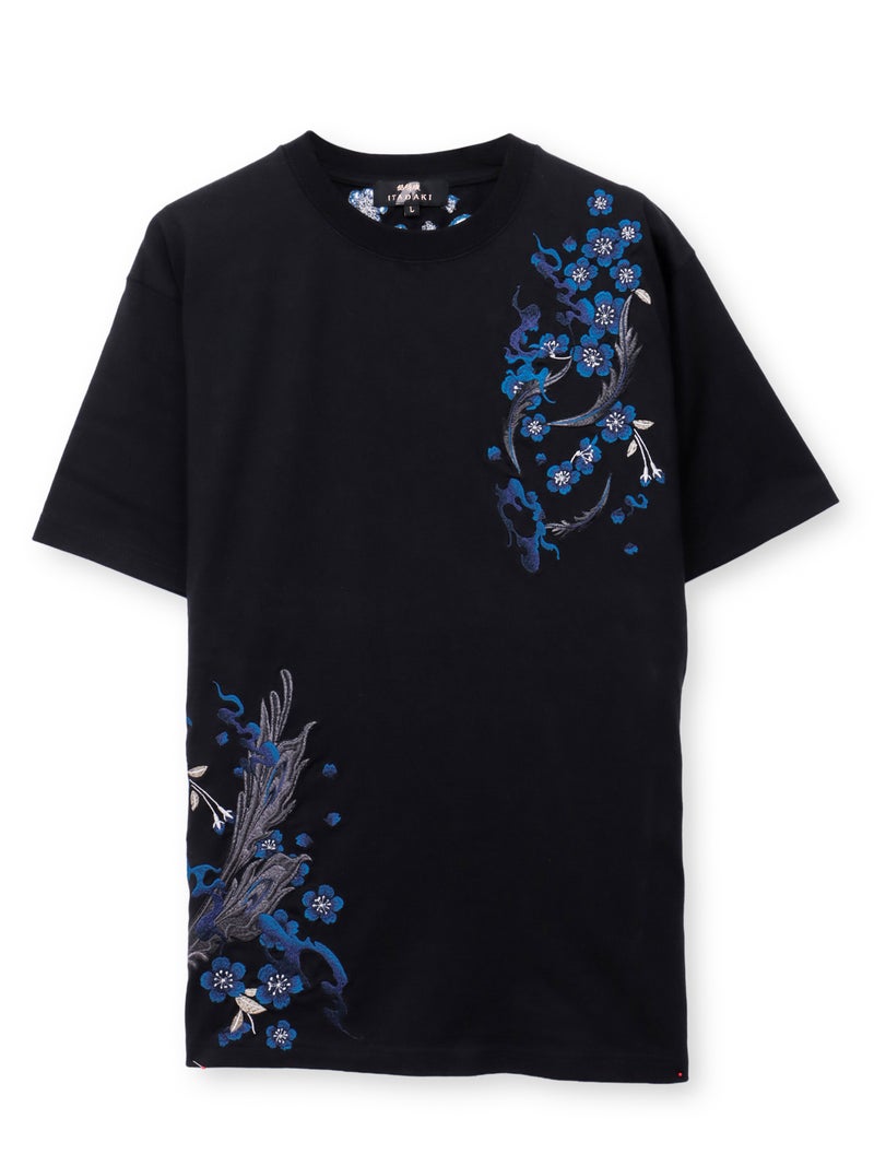 【絡繰魂・頂】“蒼炎”鳳凰刺繍入りTシャツ〔別注〕