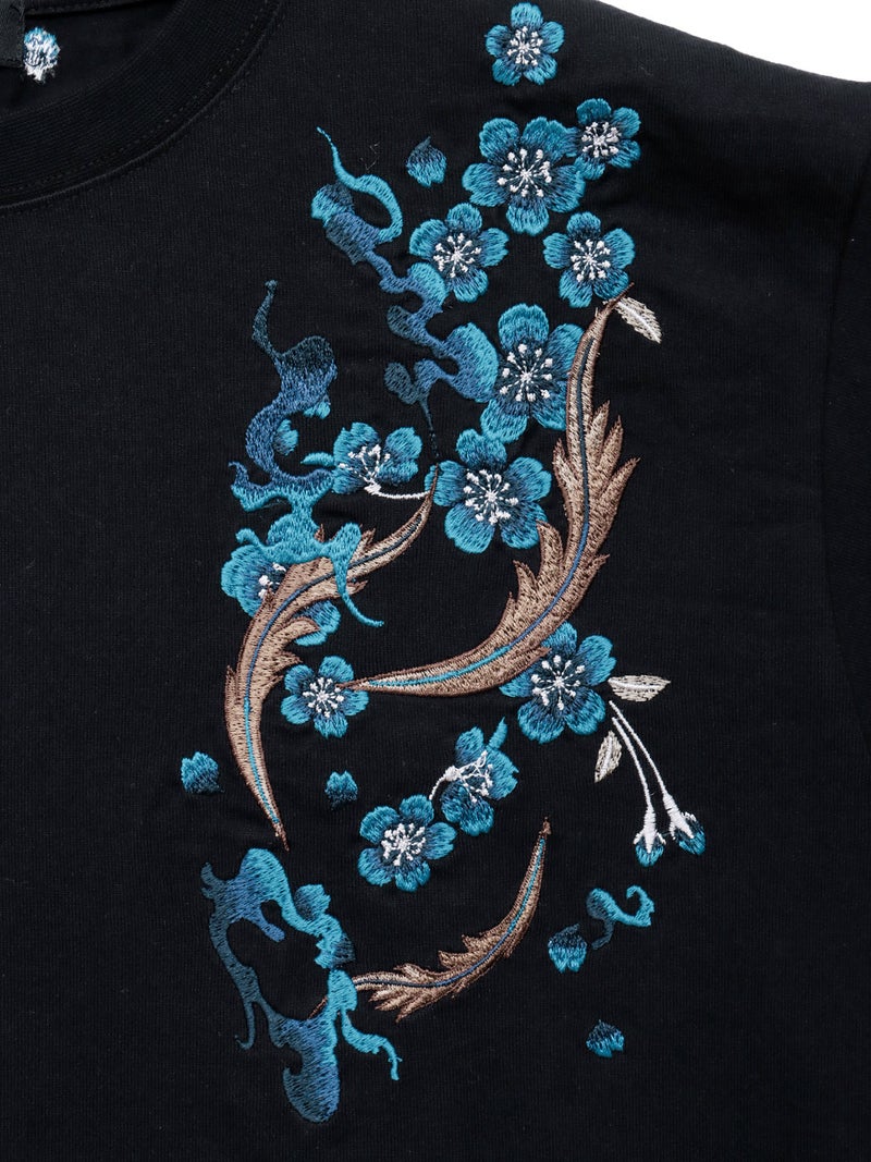 【絡繰魂・頂】“蒼炎”鳳凰刺繍入りTシャツ〔別注〕