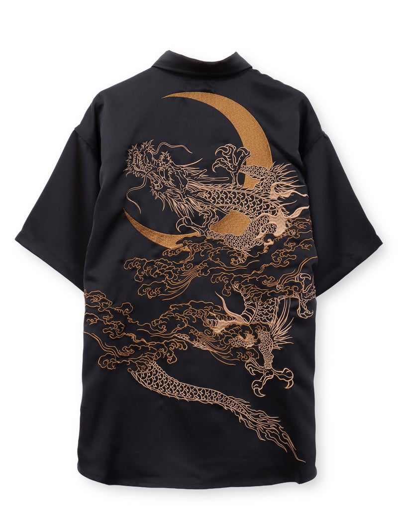 【絡繰魂】“月光龍 揺蕩い”総刺繍半袖シャツ