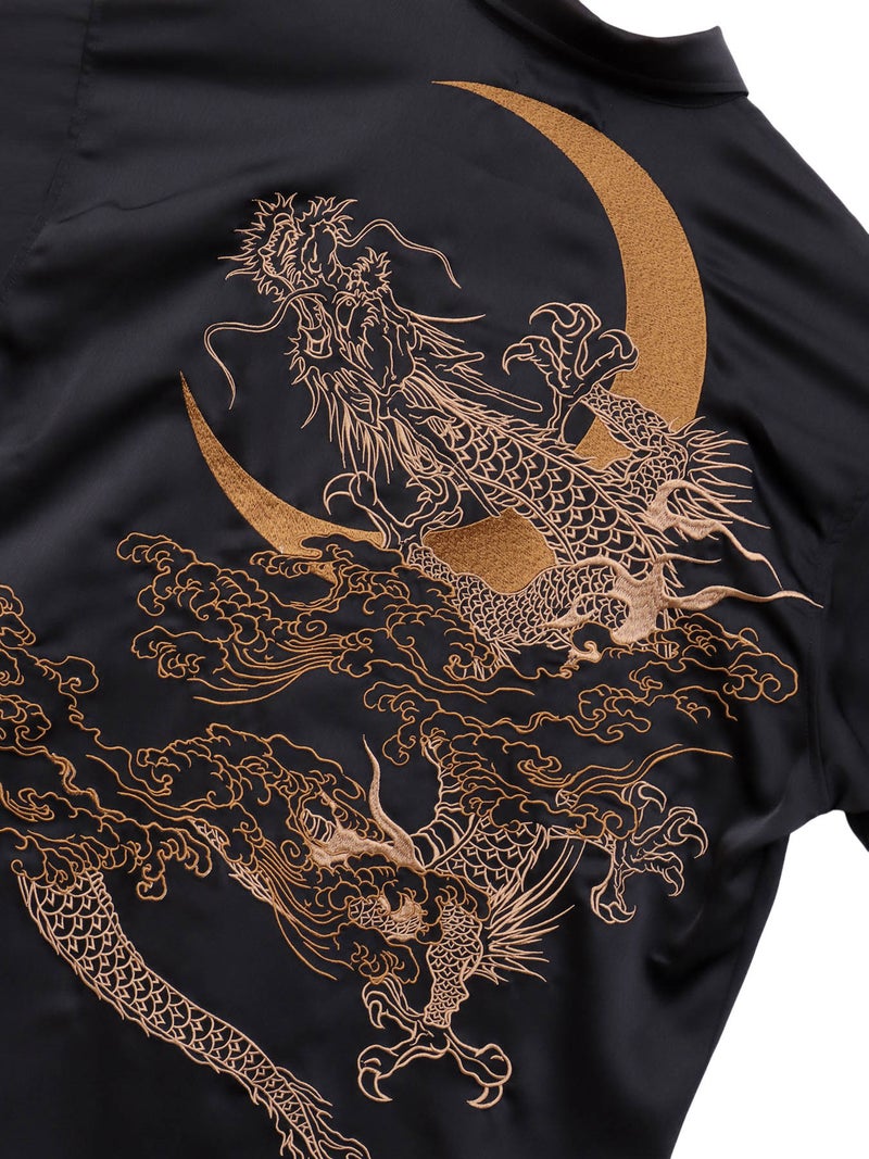 【絡繰魂】“月光龍 揺蕩い”総刺繍半袖シャツ