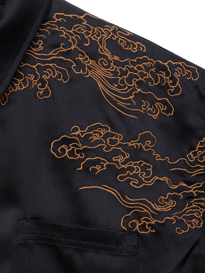 【絡繰魂】“月光龍 揺蕩い”総刺繍半袖シャツ