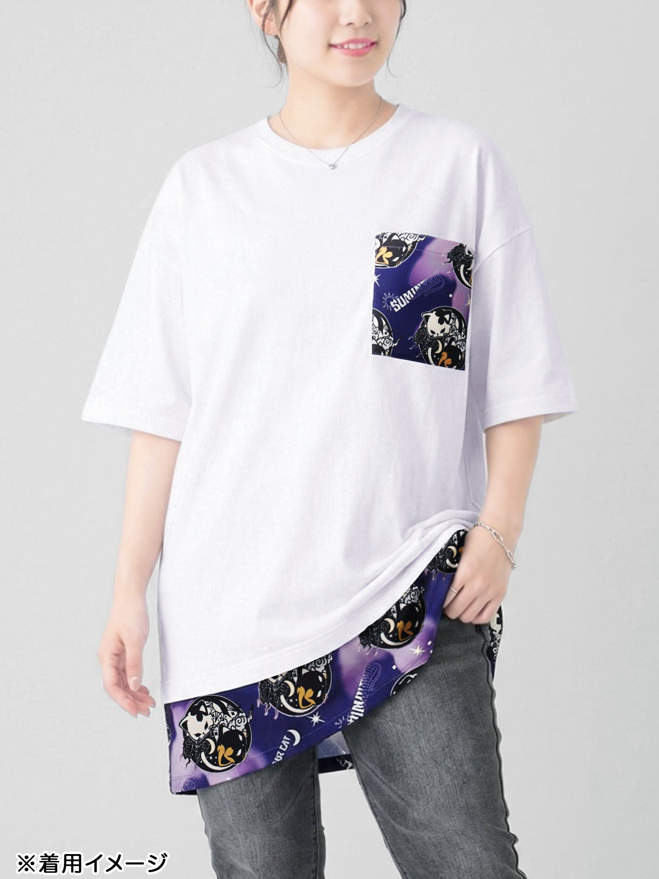 ≪20%OFF≫【SUMINEKO】“陰陽猫”切替チュニック≪返品・取寄対応不可