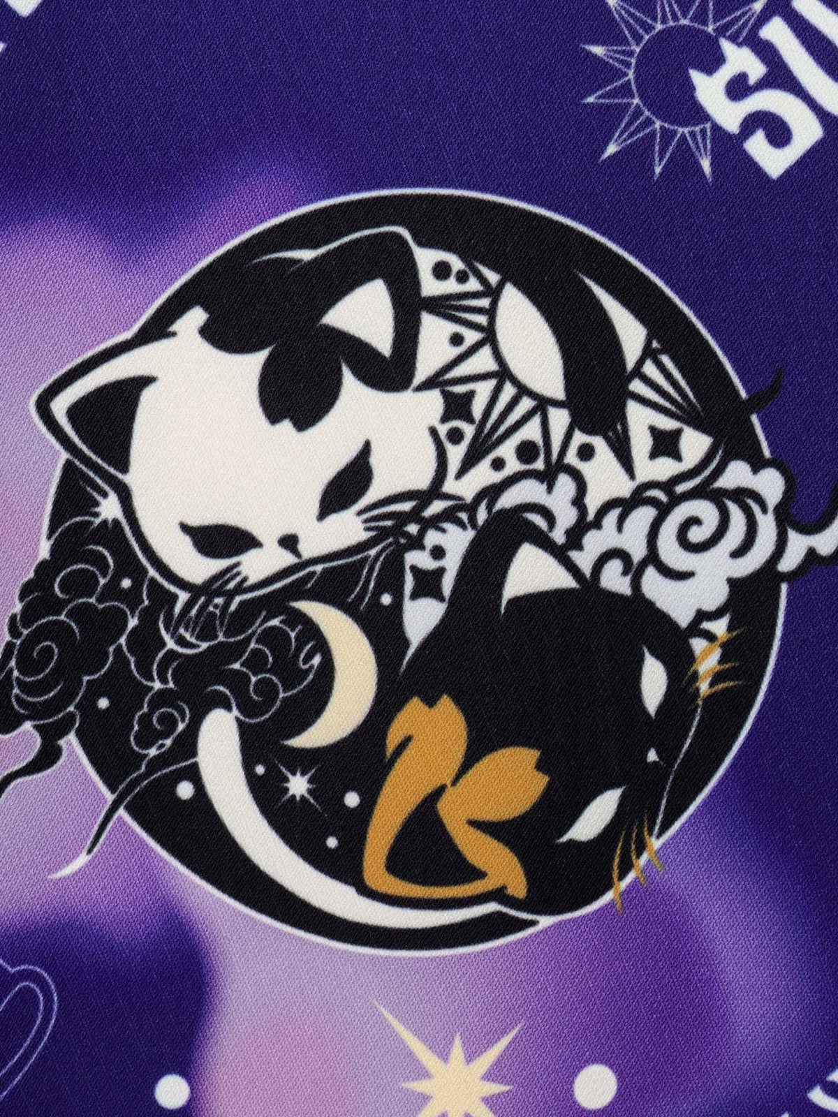 【SUMINEKO】“陰陽猫”総柄 半袖開襟シャツ