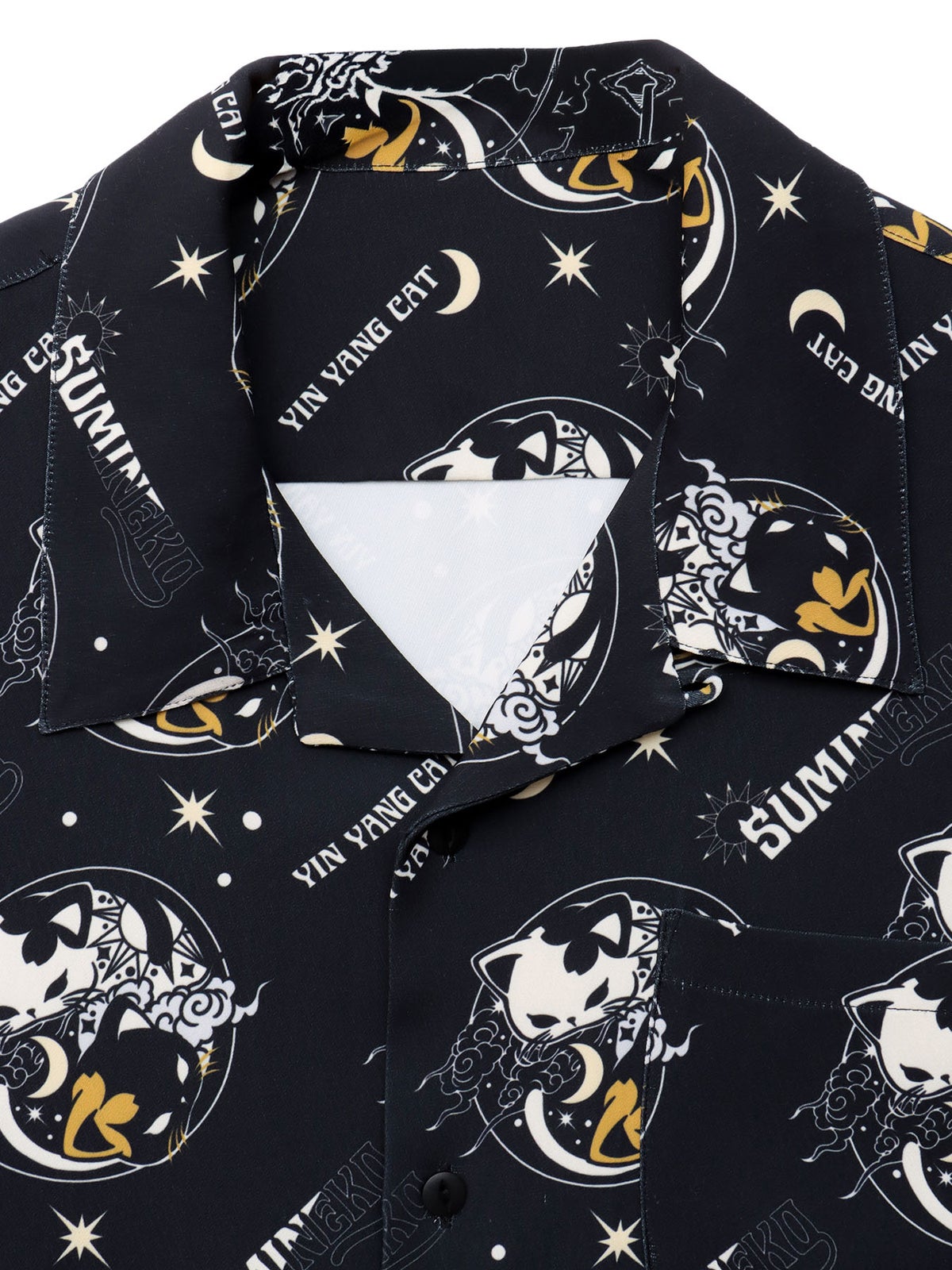 【SUMINEKO】“陰陽猫”総柄 半袖開襟シャツ