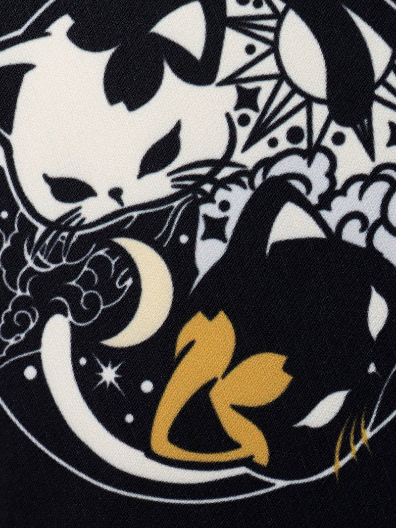 【SUMINEKO】“陰陽猫”総柄 半袖開襟シャツ