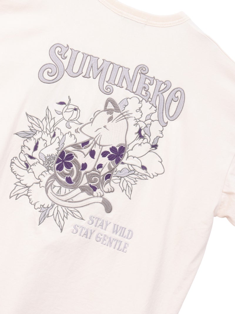 【SUMINEKO】“カリカリ猫”刺繍入りBIGシルエットTシャツ