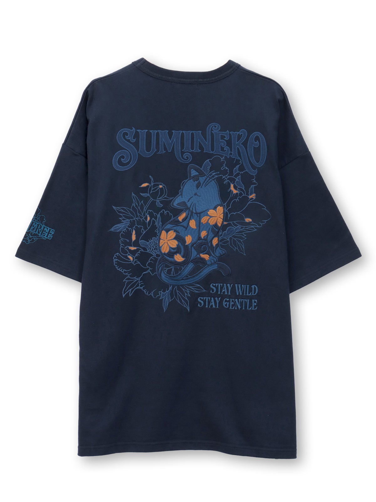 【SUMINEKO】“カリカリ猫”刺繍入りBIGシルエットTシャツ