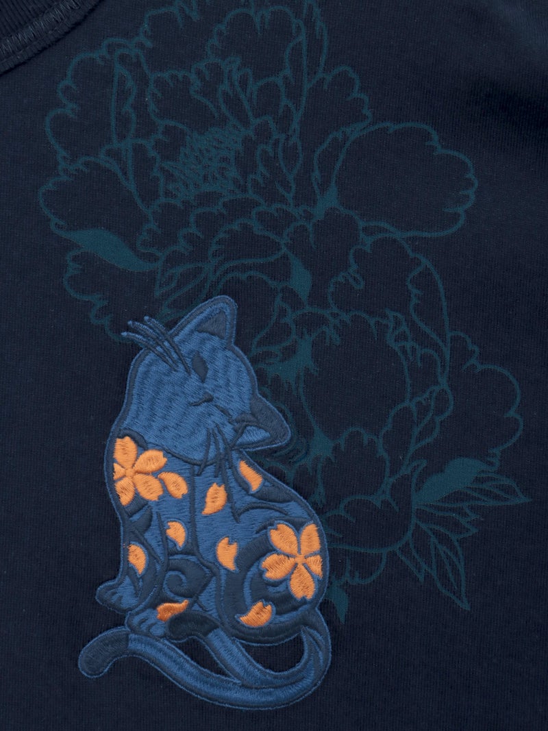 【SUMINEKO】“カリカリ猫”刺繍入りBIGシルエットTシャツ