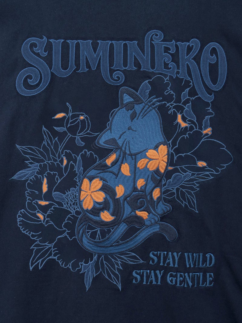 【SUMINEKO】“カリカリ猫”刺繍入りBIGシルエットTシャツ