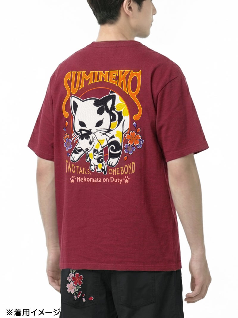 【SUMINEKO】“ちびネコ”刺繍入りTシャツ