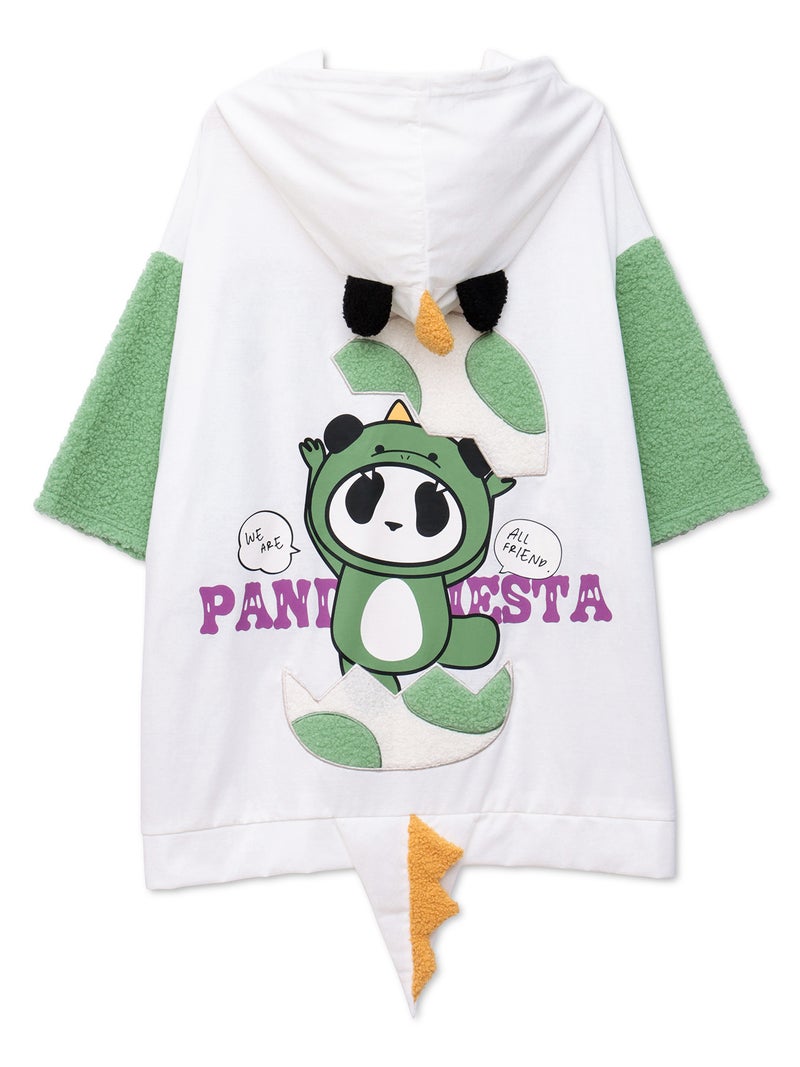 【PANDIESTA JAPAN】“ダイナソーパンダ”刺繍入りなりきり半袖パーカー〔別注〕