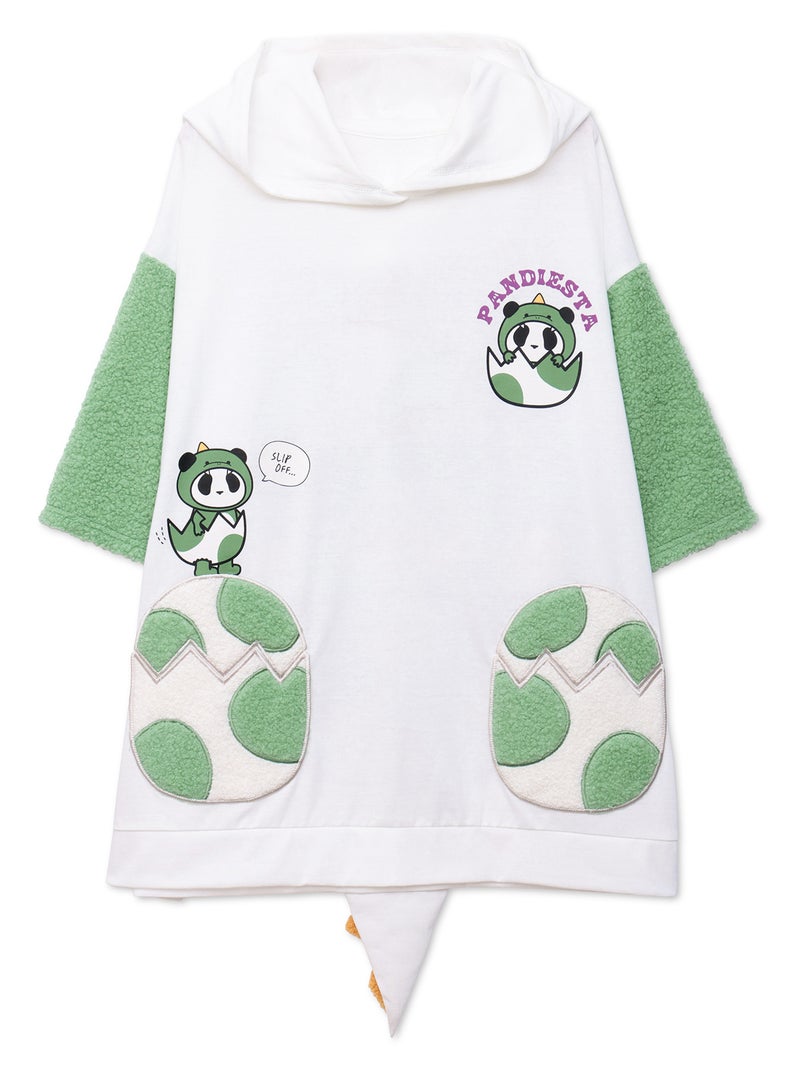 【PANDIESTA JAPAN】“ダイナソーパンダ”刺繍入りなりきり半袖パーカー〔別注〕