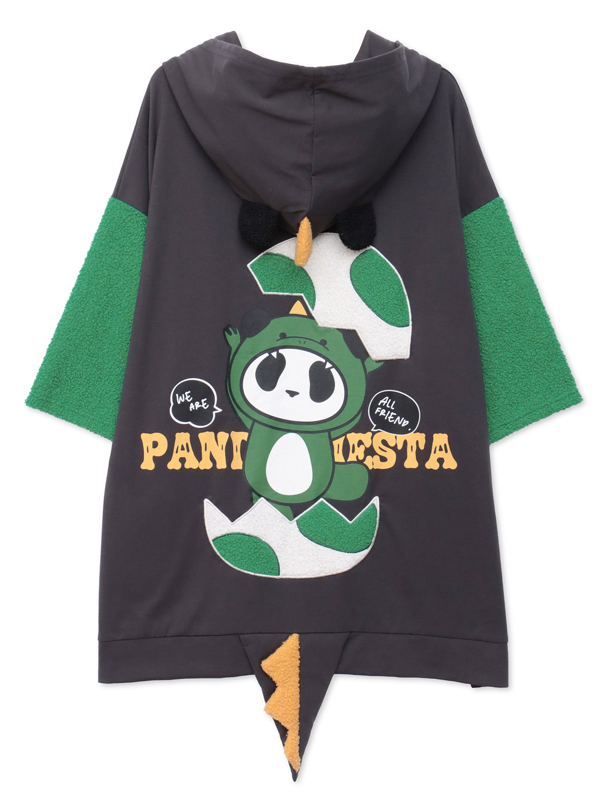 【PANDIESTA JAPAN】“ダイナソーパンダ”刺繍入りなりきり半袖パーカー〔別注〕