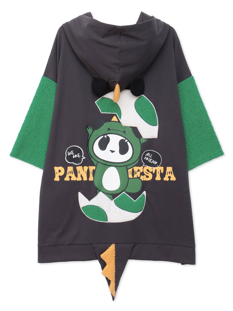 【PANDIESTA JAPAN】“ダイナソーパンダ”刺繍入りなりきり半袖パーカー〔別注〕