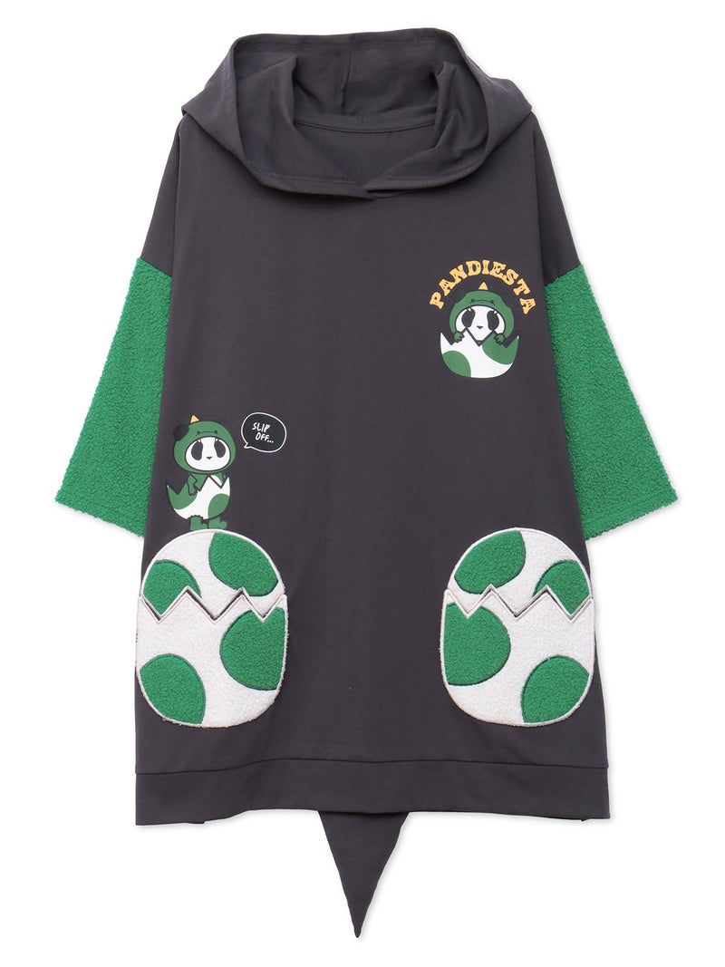 【PANDIESTA JAPAN】“ダイナソーパンダ”刺繍入りなりきり半袖パーカー〔別注〕