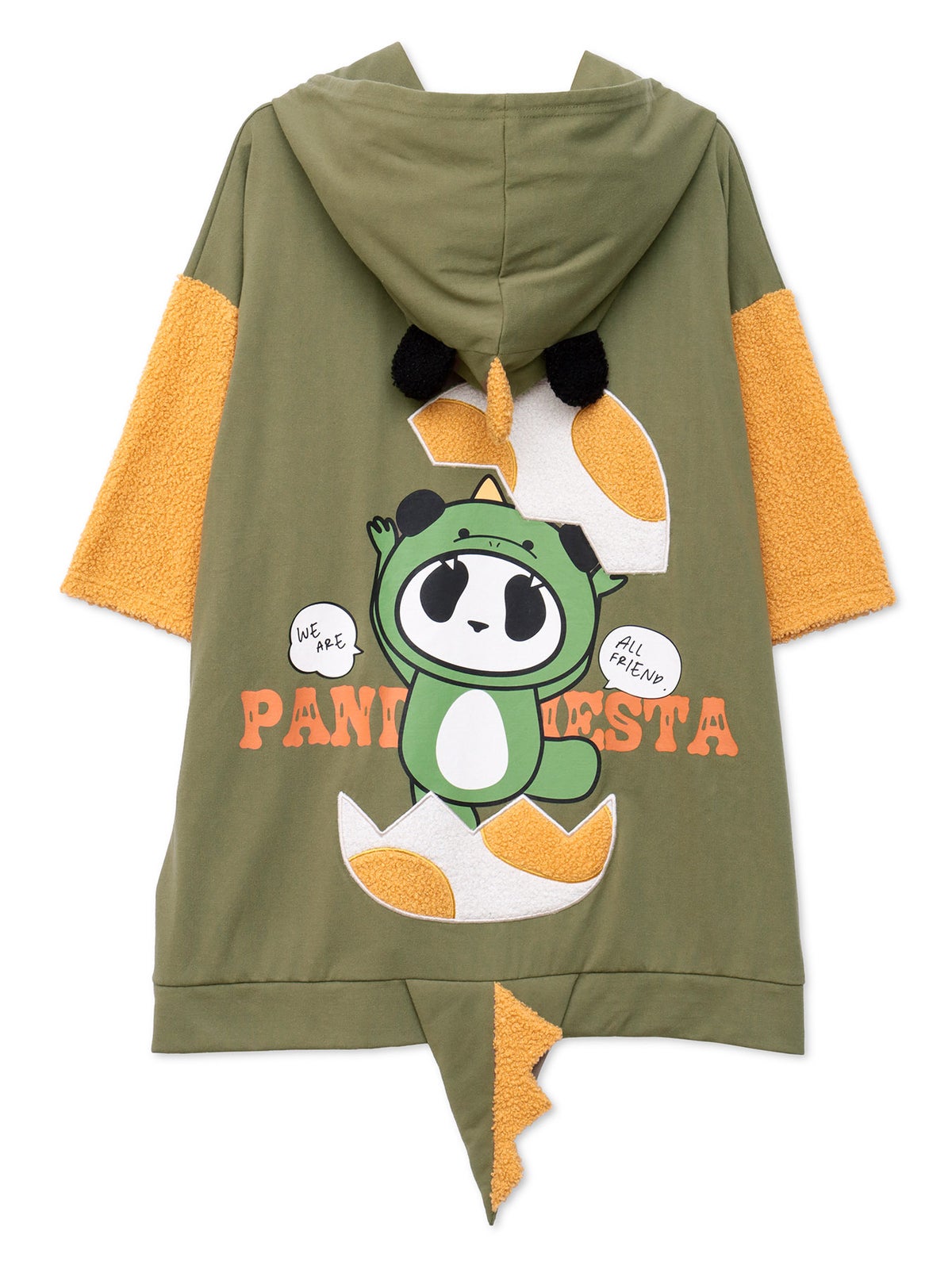 【PANDIESTA JAPAN】“ダイナソーパンダ”刺繍入りなりきり半袖パーカー〔別注〕
