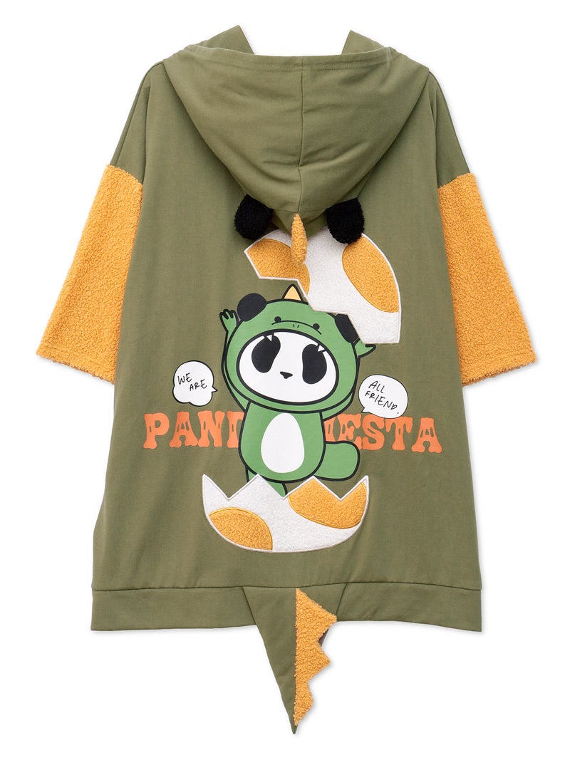 【PANDIESTA JAPAN】“ダイナソーパンダ”刺繍入りなりきり半袖パーカー〔別注〕