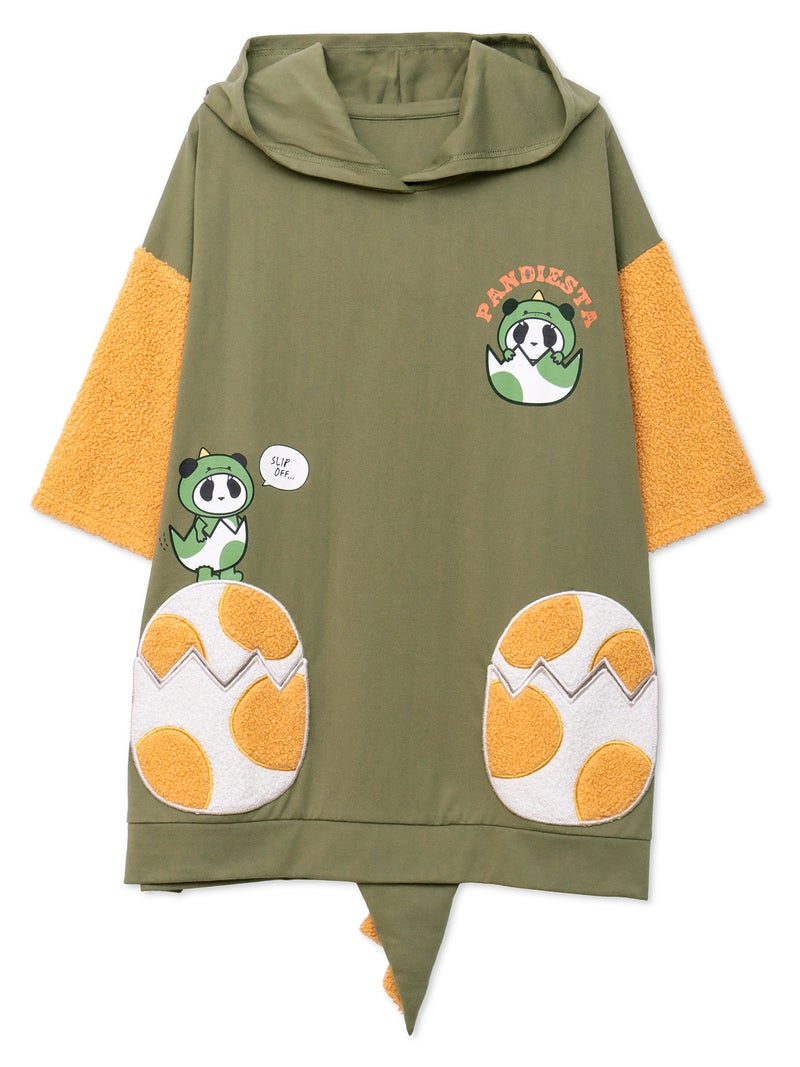 【PANDIESTA JAPAN】“ダイナソーパンダ”刺繍入りなりきり半袖パーカー〔別注〕