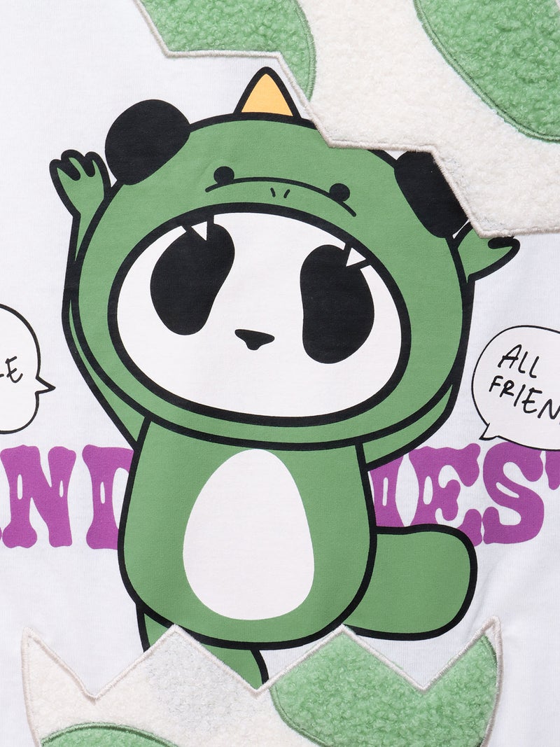 【PANDIESTA JAPAN】“ダイナソーパンダ”刺繍入りなりきり半袖パーカー〔別注〕