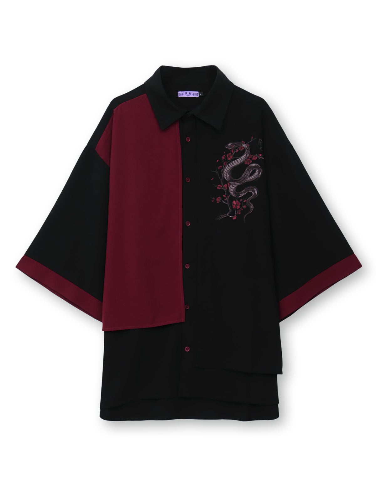 【雅結 -EN-】“梅と蛇”五分袖切替キモノスリーブ変形シャツ