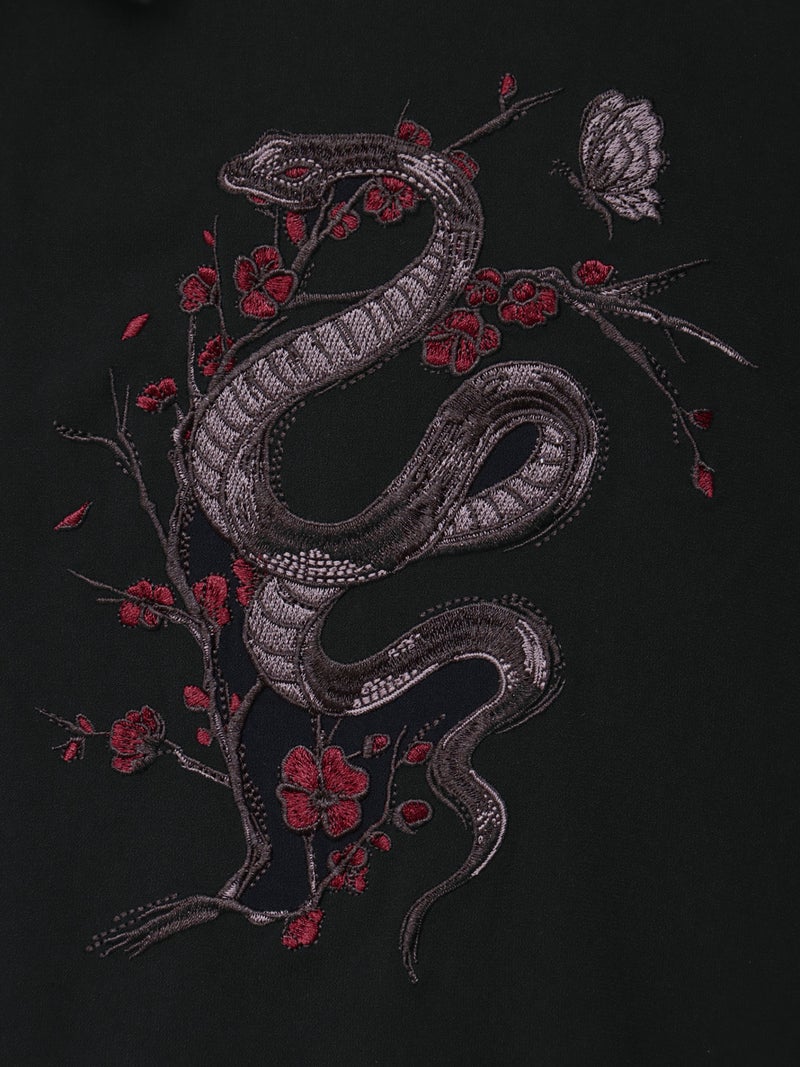 【雅結 -EN-】“梅と蛇”五分袖切替キモノスリーブ変形シャツ