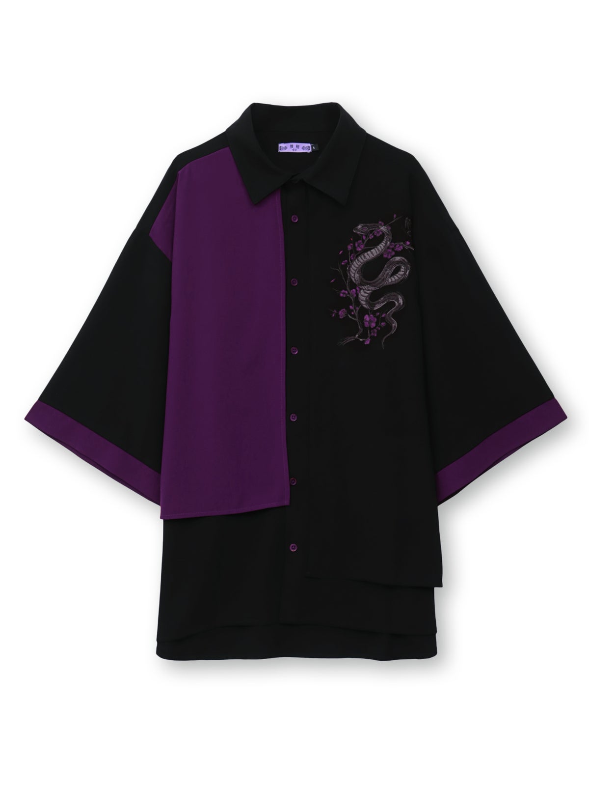 【雅結 -EN-】“梅と蛇”五分袖切替キモノスリーブ変形シャツ
