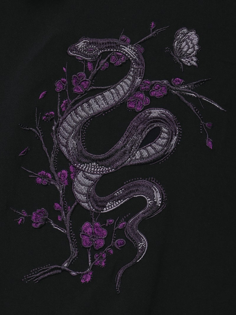 【雅結 -EN-】“梅と蛇”五分袖切替キモノスリーブ変形シャツ