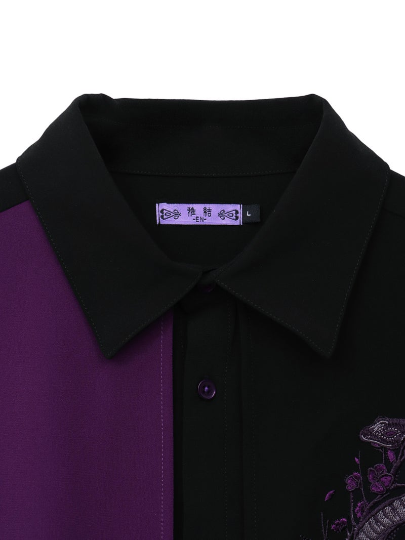 【雅結 -EN-】“梅と蛇”五分袖切替キモノスリーブ変形シャツ