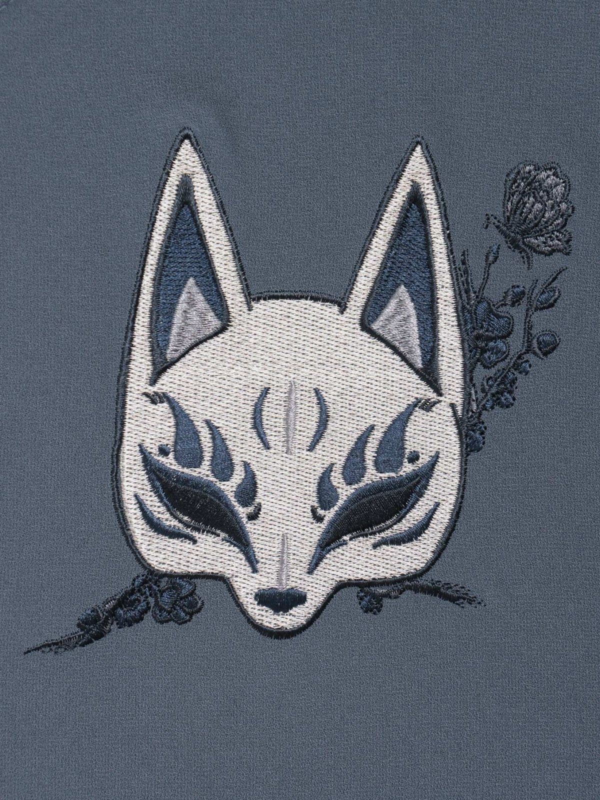 【雅結 -EN-】“狐面”総刺繍キモノスリーブ5分袖変形Tシャツ