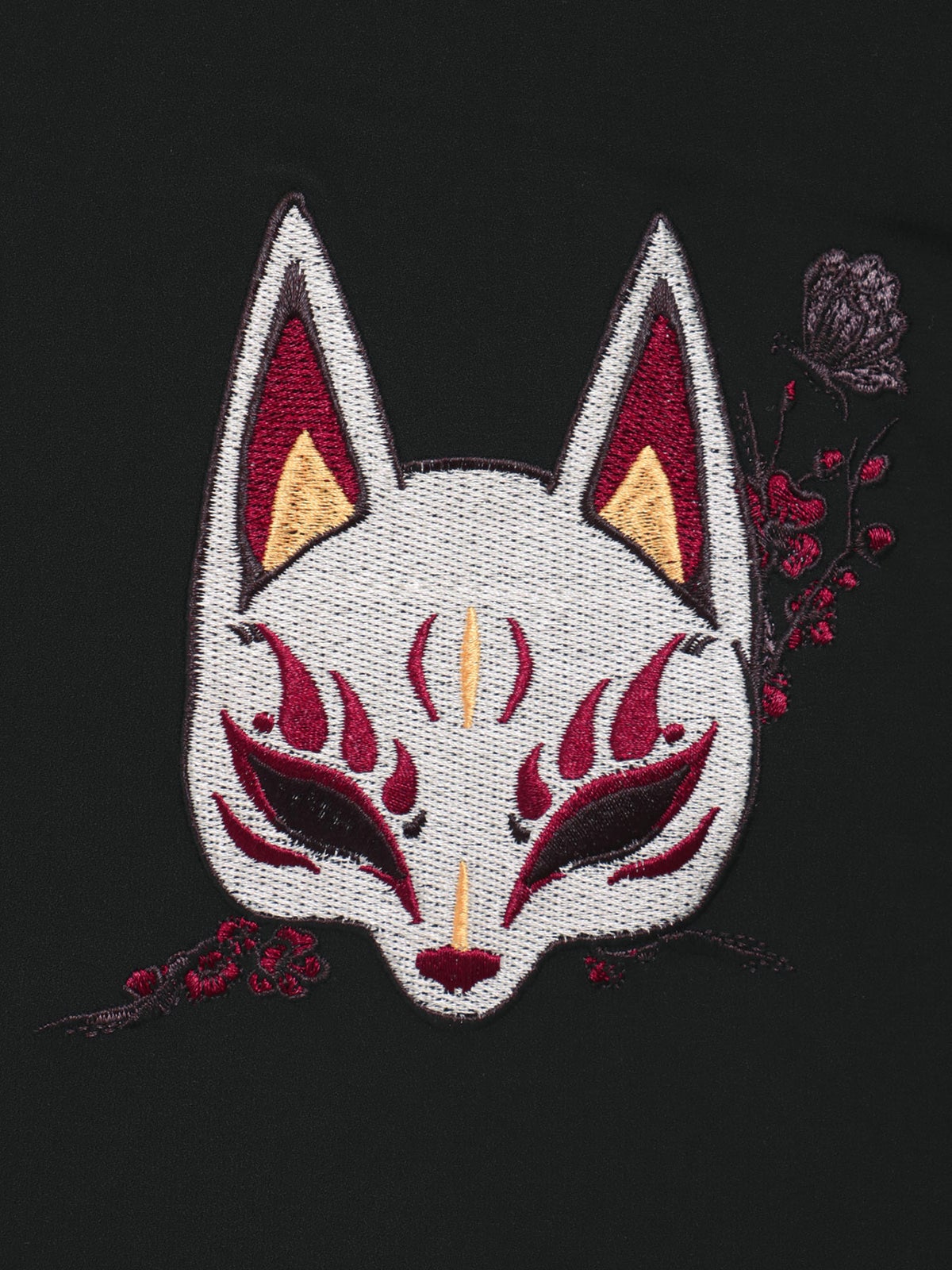 【雅結 -EN-】“狐面”総刺繍キモノスリーブ5分袖変形Tシャツ