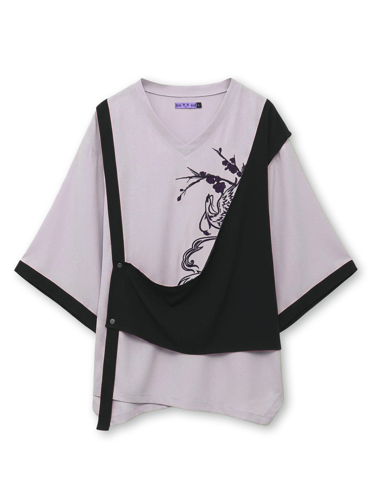 【雅結 -EN-】“鳳凰と梅”刺繍入り袈裟風キモノスリーブTシャツ