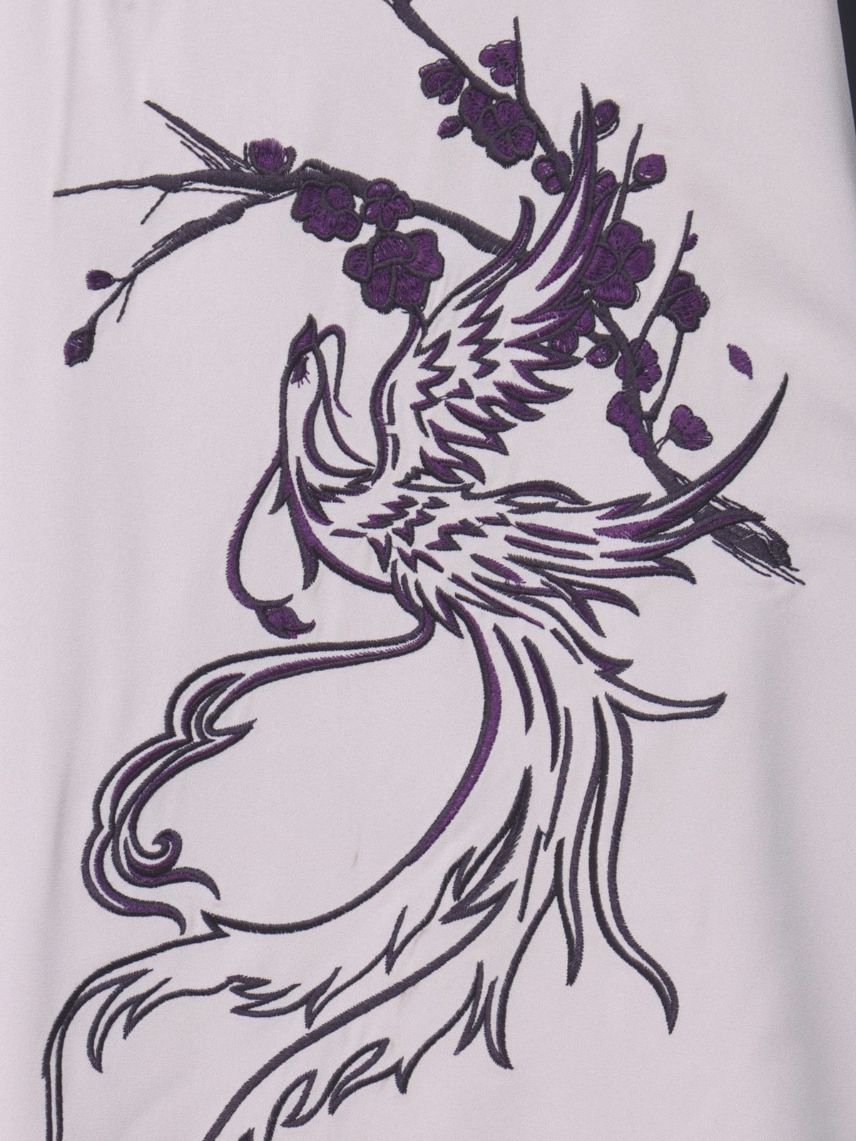 【雅結 -EN-】“鳳凰と梅”刺繍入り袈裟風キモノスリーブTシャツ