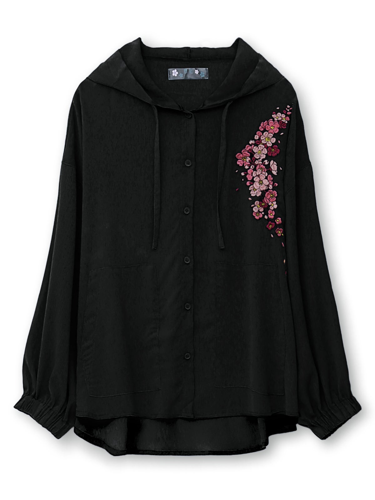 【雅結】桜刺繍 楊柳素材ブラウスパーカー