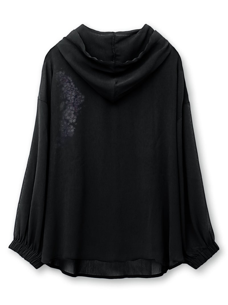 【雅結】桜刺繍 楊柳素材ブラウスパーカー