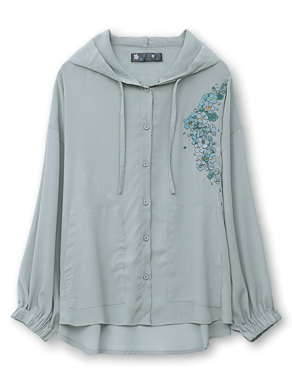 【雅結】桜刺繍 楊柳素材ブラウスパーカー