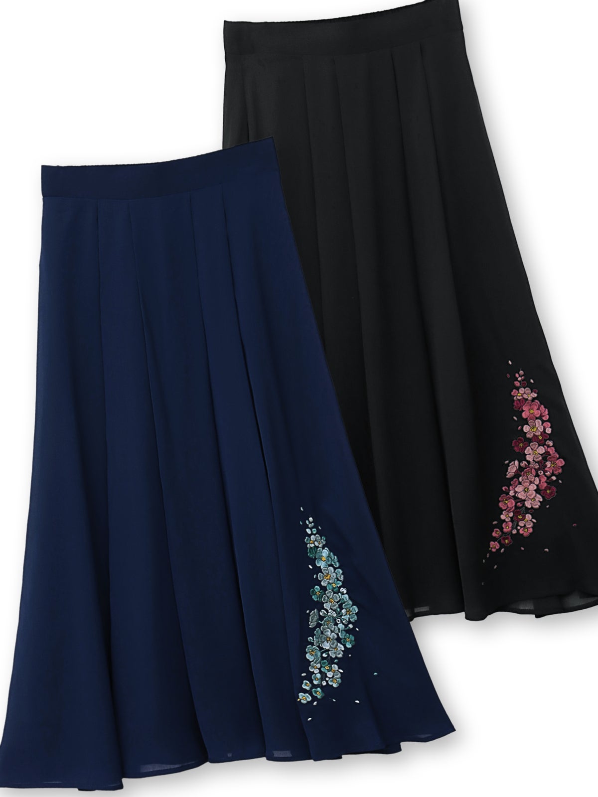 【雅結】桜刺繍 楊柳素材スカート