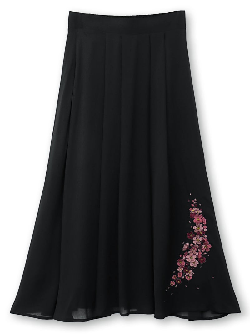 【雅結】桜刺繍 楊柳素材スカート