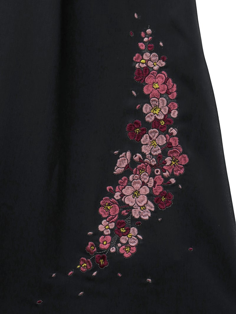 【雅結】桜刺繍 楊柳素材スカート