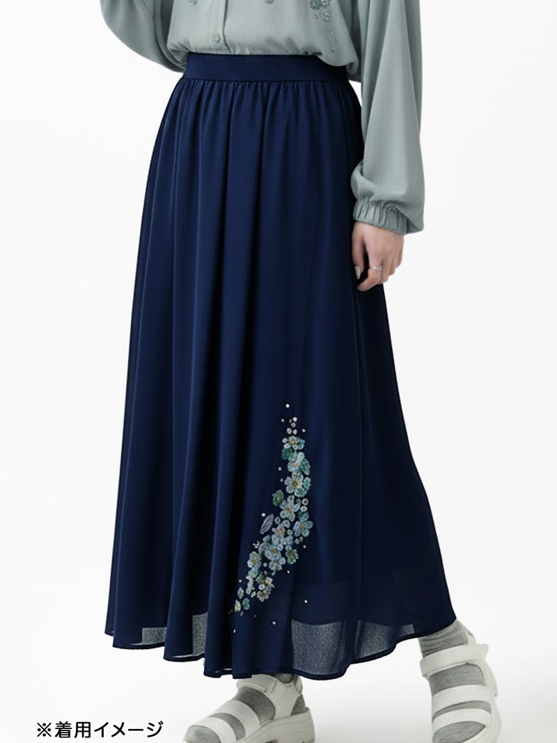 【雅結】桜刺繍 楊柳素材スカート