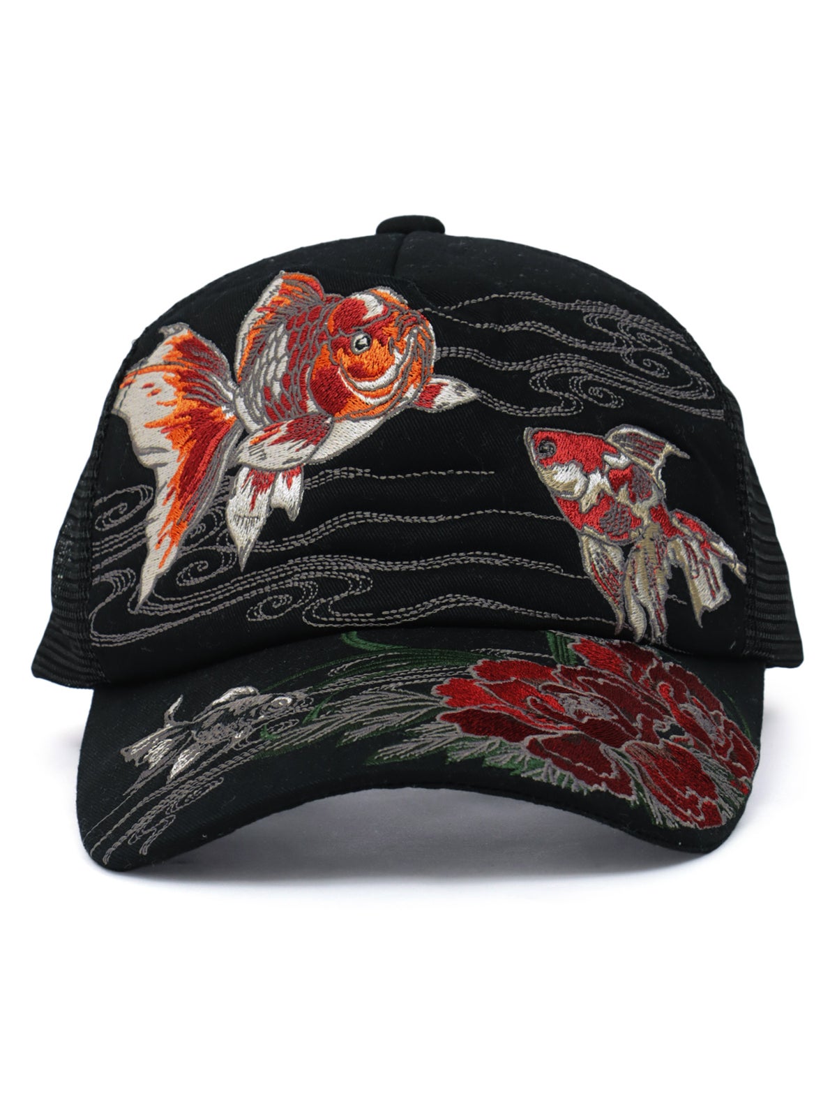 【絡繰魂】“金魚／龍 ”和柄刺繍入りメッシュキャップ