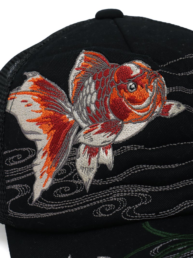 【絡繰魂】“金魚／龍 ”和柄刺繍入りメッシュキャップ
