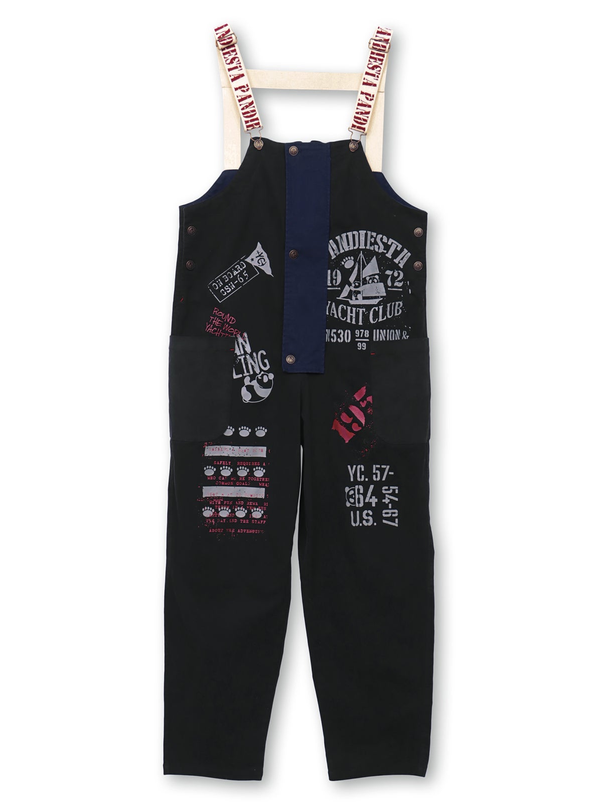 【PANDIESTA JAPAN】“ヨットクラブ”刺繍入りサロペット