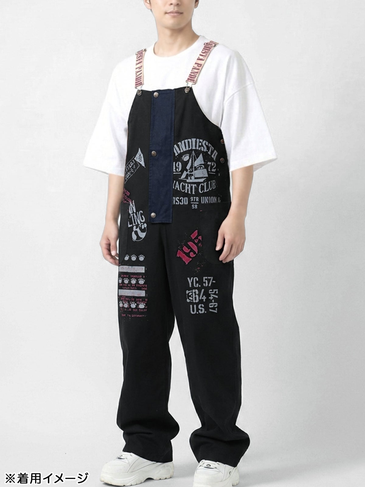 【PANDIESTA JAPAN】“ヨットクラブ”刺繍入りサロペット