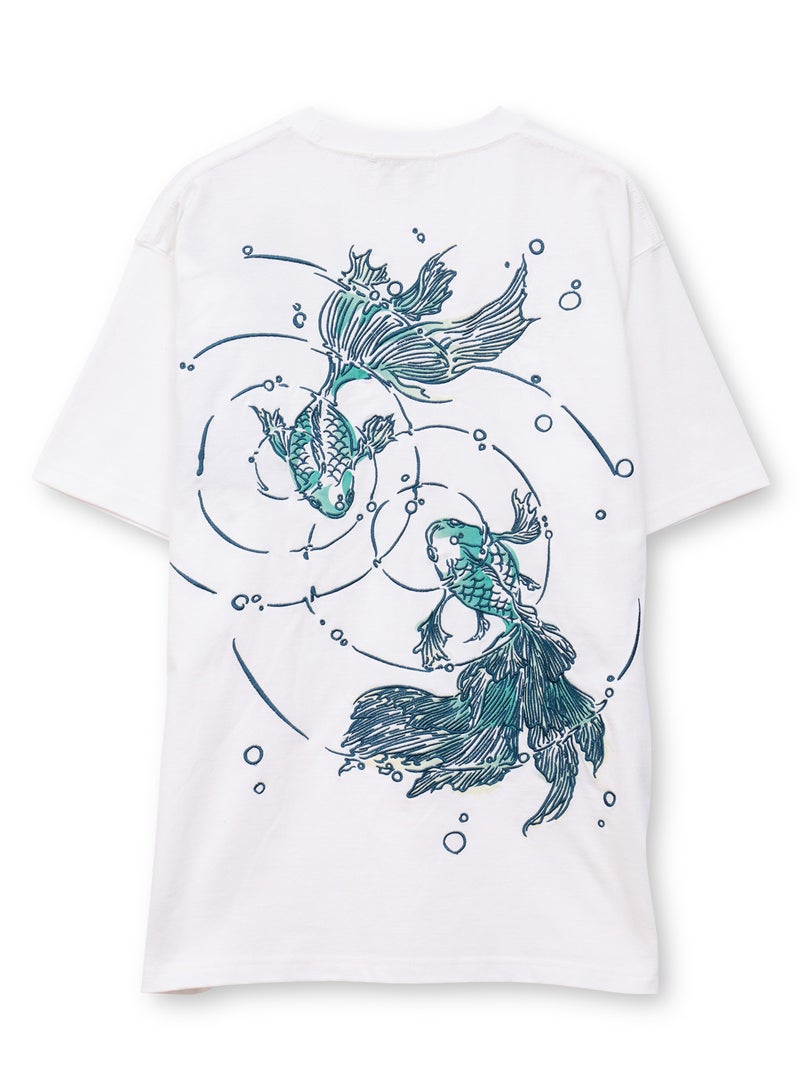 【絡繰魂】“うるおい金魚”刺繍入りTシャツ