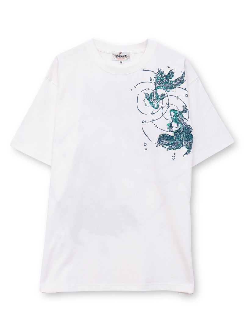【絡繰魂】“うるおい金魚”刺繍入りTシャツ