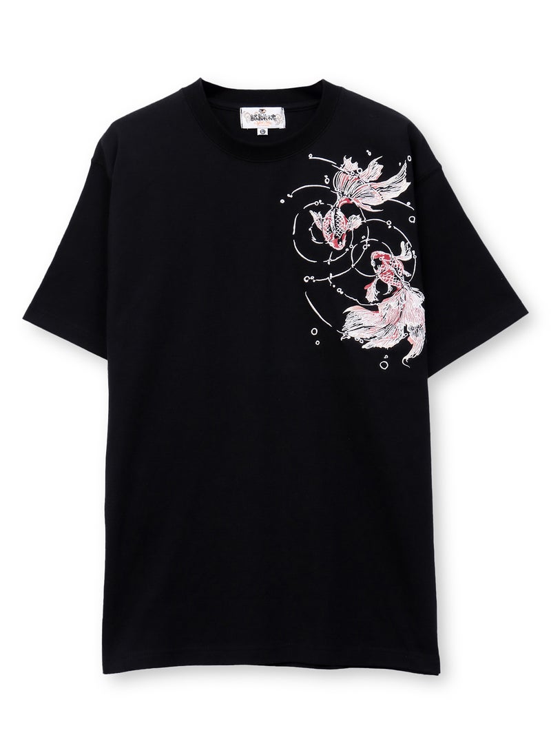 【絡繰魂】“うるおい金魚”刺繍入りTシャツ
