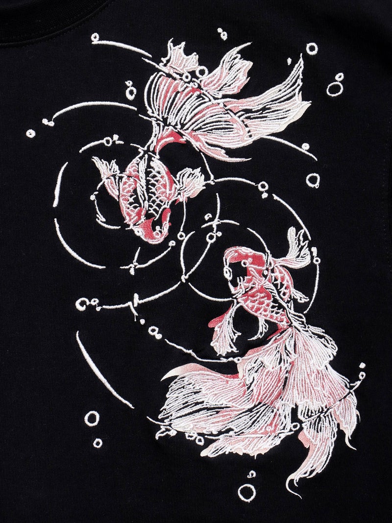 【絡繰魂】“うるおい金魚”刺繍入りTシャツ