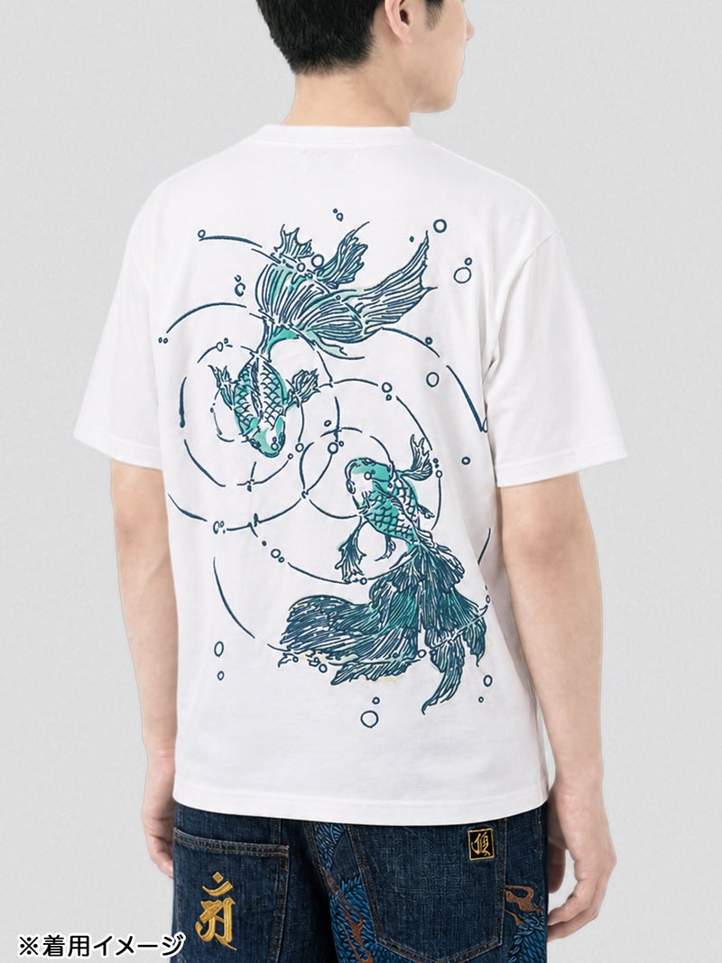 【絡繰魂】“うるおい金魚”刺繍入りTシャツ