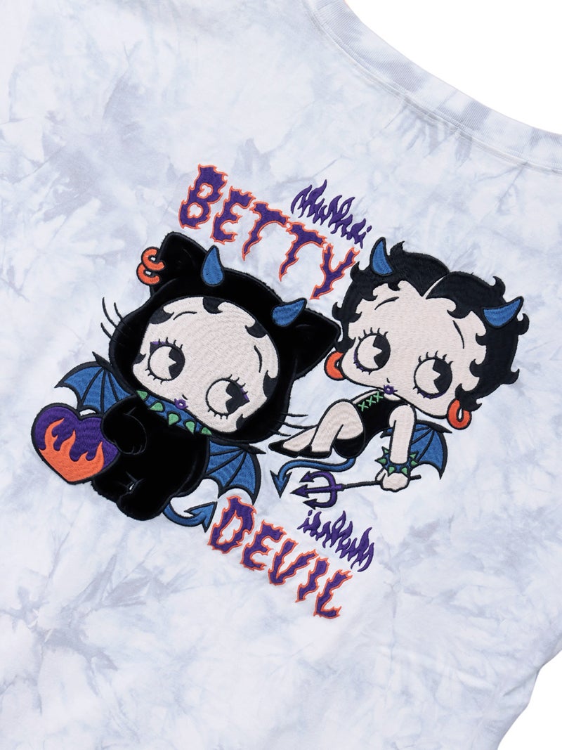 【BETTY BOOP】“デビルWベイビーベティ”刺繍入りTシャツ〔別注〕