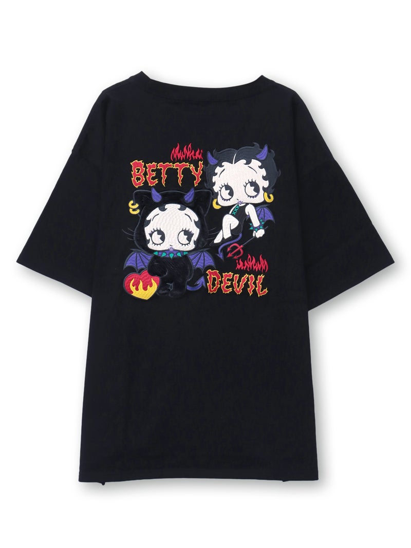 【BETTY BOOP】“デビルWベイビーベティ”刺繍入りTシャツ〔別注〕